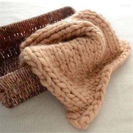 Blankets Hand-knitted Wool Crochet Baby Blanket Born Pography Props Chunky Knit Thick Woven Basket Filler