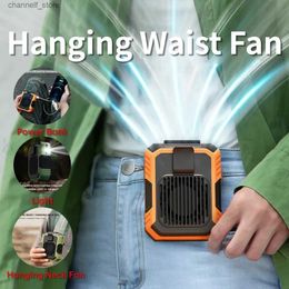 Electric Fans 4000mAh wearable personal fan portable mini waist fan 3-speed USB charging waist clip fan for outdoor emergency mobile power supplyY240320