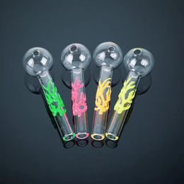 Glow in the Dark Pyrex Glass Oil Burner Mini Thick Smoking Pipes Dab Straws Straight Type For Water Bong Accessaries SW95