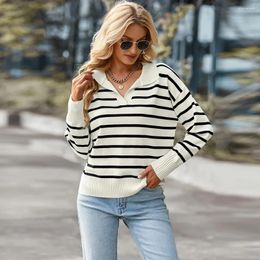 Women's Sweaters Stripe Sweater Women Knitted Pullover Spring Autumn Winter Clothing Casual Long Sleeve Knitting Pull Streetwear Jumpers