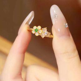 Luxurious Frozen Flower Band Ring - Adjustable Gold-plated Cuff for Women