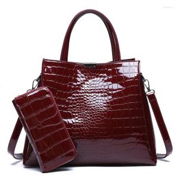 Totes 2PCS/Set Women PU Leather Handbags Simple Solid Colour Designer Ladies Crossbody Shoulder Bag Purses And For 2024