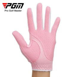 Gloves PGM Women's Golf Glove Nonslip Wearresistant Soft Microfiber Glove For Ladies Breathable Palm Protection 1 Pair 4 Colour Option
