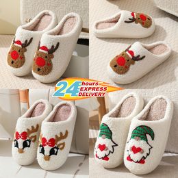 2024 Winter Men's and Women's Slippers Soft and Warm Indoor Cotton Slippers Kaidennikx Designer High Quality Fashion Cartoon Elk Flat Bottom Cotton Slippers GAI