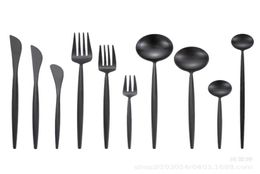 Matte Black Silverware Flatware 304 Stainless Steel Cutlery Knife Fork Spoon Tableware Dinnerware5112886