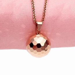 Chains 585 Purple Gold Ball Pendant Shiny Facet Plated 14K Rose Fashion Charm Necklace For Women Clavicle Chain Banquet Jewelry