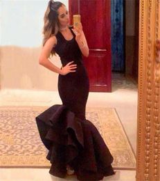 2019 Simple Black Mermaid Prom Dresses Zipper Back Sleeveless Evening Party Gowns Trumpet Cheap Formal Dress7833957