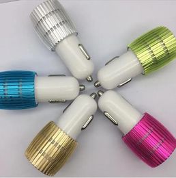 Wholesale Colourful led USB car charger 2 ports 5V 2.1A micro auto power dual USB car adapter for iPhone/Samsung/Android phones 11 LL
