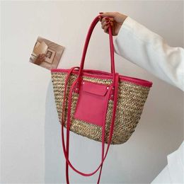 Stylish Shoulder Bags Fashion Woven Vegetable Basket Bag Leisure designer handbags Tote Beach Handbag Womens Diagonal Straddle 240311