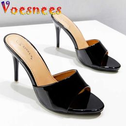 Dress Shoes Fashion Slippers For Women One Word Thin Heels Outside Slides Sexy Hith Female Sandals Open Toe Girls Party Size 43 H240325