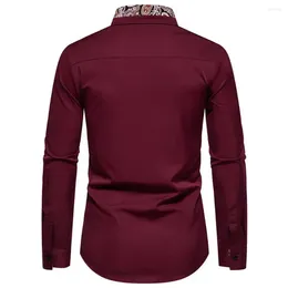 Men's Casual Shirts Long-sleeved Shirt Retro Style Spring Fall With Contrast Colour Print Single-breasted Design Slim For Formal