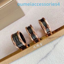 2024 Designer Luxury Brand Jewelry Band Rings Black White Ceramic 925 Silver Plated 18k Rose Gold Wide Narrow for Couples Men and Womens Matching Ring Fashion