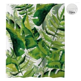 Shower Curtains Water Resistant Curtain Exquisite Plant Print Waterproof With Hooks For Quick-drying Bathroom A