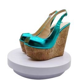 Sandals SHOFOO shoes Sexy women's high heeled sandals. About 15 cm heel height. Summer women's shoes. Wedges heeled sandals Fashion Show