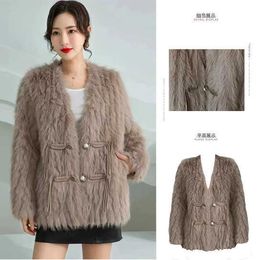 Women's Fur Faux Fur Thirteen Rows New Chinese Environmental Protection Fur Womens Winter New Coat Tassel Long Hair Imitation Mink Fleece V-neck Coat Women