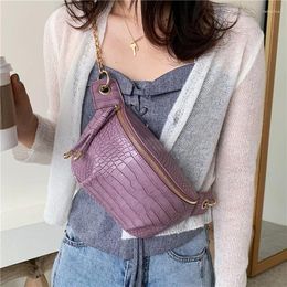 Totes Crocodile Pattern PU Leather Crossbody Bags For Women 2024 Luxury Shoulder Handbags Female Travel Purple Chest Bag
