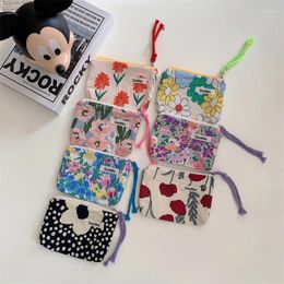 Storage Bags Kawaii Floral Travel Portable Coin Purse Cosmetic Lipstick Bag Women Makeup Handbags Wallet Organiser Small Pouch