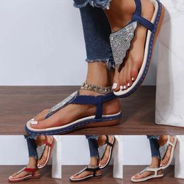 Sandals Women's Flat Casual Glitter Rhinestone Dress Women Shoes Wedge Wide Womens Size 8