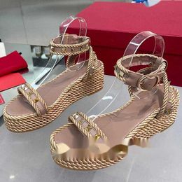Sandals High Heel Ladies Summer Metal One Strap Design Banquet Handmade Weave Female Single Shoes