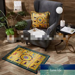 Light Luxury Quaitly Embossed Fabric Printing Floor Mat Door Hallway and Living Room Decorations Carpet Mats Model Room Balcony Cushions