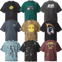 Mens designer t shirt Womens brand t shirts Luxury cotton short sleeve mud painted hand-painted heavy washing loose T-shirt couple American trend summer tee sleeve