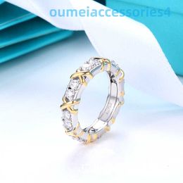 2024 Designer Luxury Brand Jewelry Band Rings Ring Engagement Rings for Women Rose Gold Silver Cross Diamond Ring Fashion Jewelrys Size 5-9 Lady Girls Party Gift