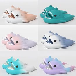 2024 High quality shoes woman sandal Summer Shark Slippers Shark Slides Thick Soled Shoes Kids flat sandals Gradient Flip Flops GAI eur 36-45