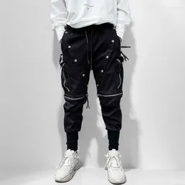 Men's Pants Multi Zippers Rivets Hip Hop Punk Casual Men High Street Detachable Trousers Leg Techwear Style Cargo