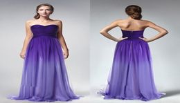 Ombre Purple Cheap A Line Long Bridesmaid Dresses Sweetheart Backless Sleeveless Ruched Cheap Bridesmaids Gowns Custom Made Girls 7954474