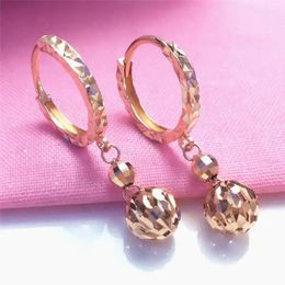 Dangle Earrings Lady Jewellery Pure Russian 585 Genuine Colour Gold Women's Purple Ear Clip 14K Rose Ball All-Matching