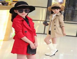 New Spring Autumn Girls Long Trench Coat Double Breasted Quilted Button Up Kids Fashion Jackets With Belt Children Costumes iKvx9542360