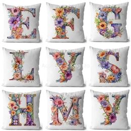 Pillow 40/45/50/60cm Floral Letter Pattern Decorative Pillowcase Square Case Home Office Covers