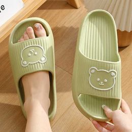 Slippers Cute Bear Women Home Sandals Cartoon Flip Flops Beach Men Summer 2024 Couple Unisex No-Slip Soft Sole Slides Shoes010R9N H240322