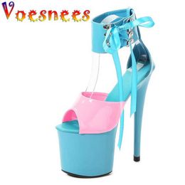 Dress Shoes Sexy Heels Platform Sandals for Girls Summer 2021 Thin 20CM Super High Heel Lace-up Fringe Party Wedding H240325