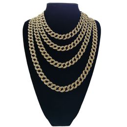 HipHop iced out Miami Cuban Link Chains Necklace For Mens Long Thick Heavy Big Bling Hip Hop Women Gold Silver Jewellery Gift262W