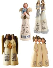 Christmas Decorations Party Favour Angel Friendship Sculpture Friend Angel Figurine resin artefact place table ornament wly9356849526