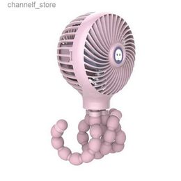 Electric Fans Mini portable hanging octopus shaped bracket with adjustable handheld USB charging fan cooler suitable for baby strollers and studentsY240320