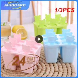 Ice Cream Tools 1/3PCS Little Bear Head Ice Molds With Stick Reusable Plastic Ice Cream Mold For Children Popsicle Mold Kitchen Ice L240319