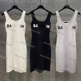 Woman Knit Sleeveless Dresses Summer Dresses Letter Skirts Outwear Slim Sexy Dresses