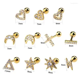 Stud Earrings Sun Snowflake Flower Earring Starfish Moon Cross Korean Heart Copper Women's Jewelry Luxury