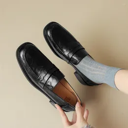 Dress Shoes Women Loafer Black And Brown Summer Round Toe Square Heel Daily Commute Comfortable Office Lady Wear Good Looking Wrinkle