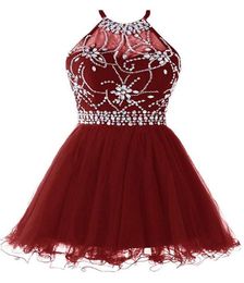 Waishidress Halter Aline Homecoming Dresses Sleeveless Sexy Backless Crystals Beaded Short Length Cocktail Dresses Party Gowns7441460