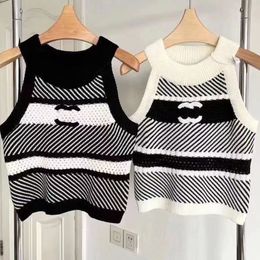 Paris designer Fashion lettering embroidery pattern halter vest summer base shirt High quality top design with a sense of stripes t shirt