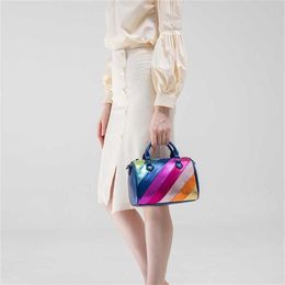 Stylish Shoulder Bags Womens Designer Handbags Tote Bag Contrast Coloured Spliced Rainbow Handheld One Crossbody 240311