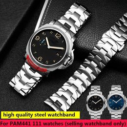 Watch Bands 316L Stainless Steel Bracelet For PAM Wristband 24mm High Quality Silver Curved End Watchband258p