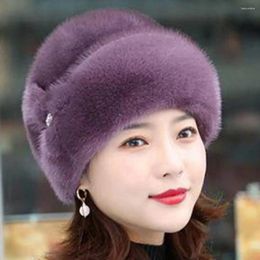 Berets Exquisite Weaving Technology Women Hat Elegant Winter Ladies Plush Imitation Mink Velvet Beret Windproof Warm Fashionable