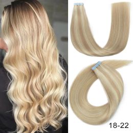 Extensions Long Human Hair Extensions Tape In Human Hair Natural Remy Hair Sandwich Adhesive Hair Seamless Skin Weft Hair Extension Women