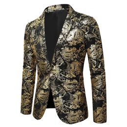 Spring Mens Printing Blazer Fashion Business Slim Mens Wedding Jacket Large Size Banquet Wedding Party Club Dress Mens Wear 240313