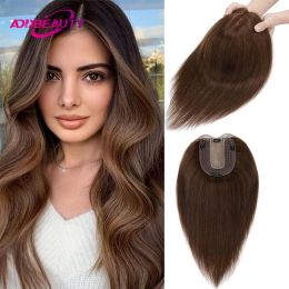 Toppers Machine Toupee for Women Silk Top Human Hair Wigs Straight Toppers Natural Swiss Lace Hair System Unit Free Part Hairline Ombre