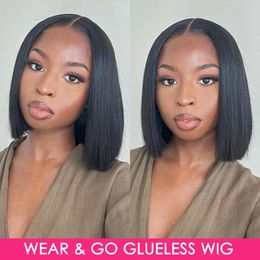 baby hair Bob Wigs for Women Human Hair 180% Straight Glueless Wig Ready To Go Human Hair Wigs Pre Cut Lace Air Wig Sale